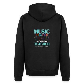 Music Teacher Like A Normal Teacher Except Much Co - Unisex Premium Bio Zip Hoodie - Schwarz - Hinten - Nico (187cm)