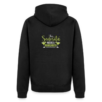 Diese Señorita braucht eine Margarita Lustige - Unisex Premium Bio Zip Hoodie - Schwarz - Hinten - Nico (187cm)