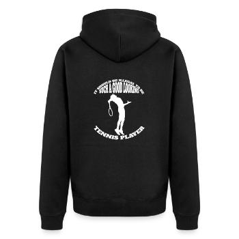 Tennisspieler Tennisliebhaber Tennis Tennisverein - Unisex Premium Bio Zip Hoodie - Schwarz - Hinten - Nico (187cm)