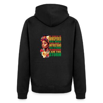 Je suis la tempête Mois de l’histoire des Noirs des femmes africaines - Veste à capuche bio Premium Unisexe - noir - Dos - Nico (187cm)