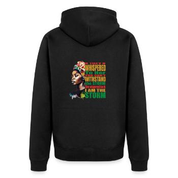 I Love My Roots Black Powerful History Month - Unisex Premium Organic Zip Hoodie - black - Back - Nico (187cm)