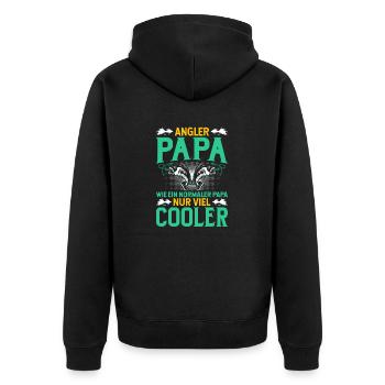 Angler Papa Wie Ein Normaler Papa - Unisex Premium Bio Zip Hoodie - Schwarz - Hinten - Nico (187cm)