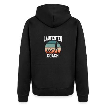 Laufenten indische Laufente Flaschenente Ente - Unisex Premium Bio Zip Hoodie - Schwarz - Hinten - Nico (187cm)