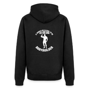 Fitness Sport Bodybuilding Fitnesssport Sportler - Unisex Premium Bio Zip Hoodie - Schwarz - Hinten - Nico (187cm)
