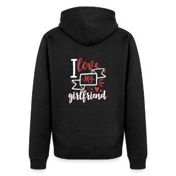 I love my girlfriend - Unisex Premium Organic Zip Hoodie - black - Back - Nico (187cm)