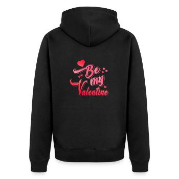 Sei mein liebling - Unisex Premium Bio Zip Hoodie - Schwarz - Hinten - Nico (187cm)