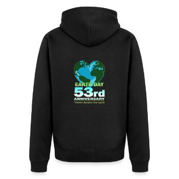 Männer Frauen Earth Day 2023 Bewusstsein - Unisex Premium Bio Zip Hoodie - Schwarz - Hinten - Nico (187cm)