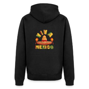 Viva Mexico Cinco De Mayo Calavera Funny Mexico - Unisex Premium Organic Zip Hoodie - black - Back - Nico (187cm)