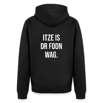 Erzgebirge Jetzt habe ich es vergessen - Unisex Premium Bio Zip Hoodie - Schwarz - Hinten - Nico (187cm)