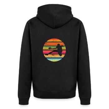 Handball Handballfan Handballteam Handballspieler - Unisex Premium Bio Zip Hoodie - Schwarz - Hinten - Nico (187cm)
