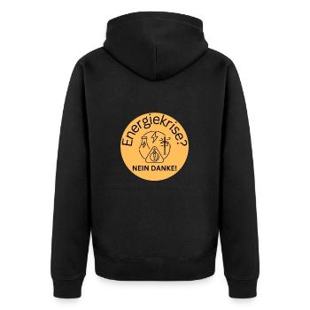 Energiekrise? Nein danke! - Unisex Premium Bio Zip Hoodie - Schwarz - Hinten - Nico (187cm)