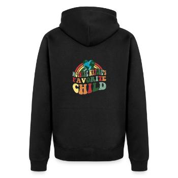 Distressed Effect Vintage Earth Day - Unisex Premium Bio Zip Hoodie - Schwarz - Hinten - Nico (187cm)