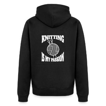 Stricken Schneider Häkeln Strickerin Schneiderin - Unisex Premium Bio Zip Hoodie - Schwarz - Hinten - Nico (187cm)