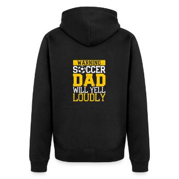 Lustige Warnung Fußball Papa wird laut schreien - Unisex Premium Bio Zip Hoodie - Schwarz - Hinten - Nico (187cm)