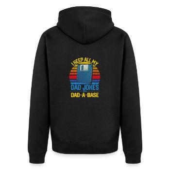 I keep all my dad's jokes in a dad - Unisex Premium Organic Zip Hoodie - black - Back - Nico (187cm)