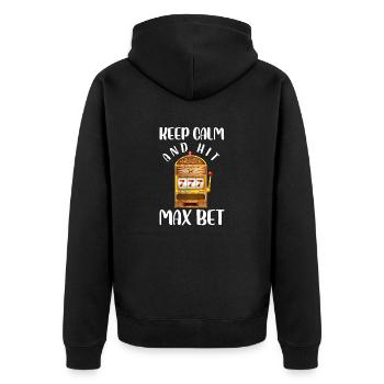 Keep Calm and Keep Max Bet | Casino - Unisex Premium Organic Zip Hoodie - black - Back - Nico (187cm)