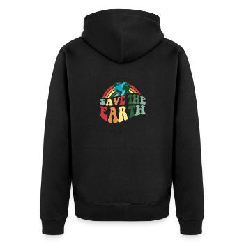 Vintage Retro Farbe Earth Day - Rette die Erde - Unisex Premium Bio Zip Hoodie - Schwarz - Hinten - Nico (187cm)