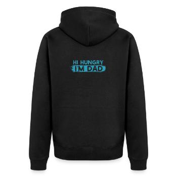 Hi Hungry I'm Dad Witzig Vatertag Daddy Witze Dads - Unisex Premium Bio Zip Hoodie - Schwarz - Hinten - Nico (187cm)