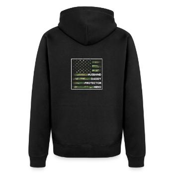 Mari Papa Protecteur Héros Fête des pères Anniversaire - Veste à capuche bio Premium Unisexe - noir - Dos - Nico (187cm)
