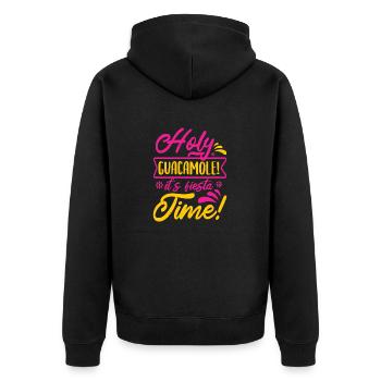 HEILIGE GUACAMOLE-ZEIT - Unisex Premium Bio Zip Hoodie - Schwarz - Hinten - Nico (187cm)