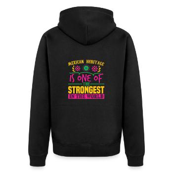 MEXICAN HERITAGE IS ONE OF THE STRONGEST IN THE - Unisex Premium Organic Zip Hoodie - black - Back - Nico (187cm)