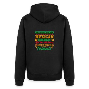 MEXIKANISCHER FEIERTAG, ABER DER HISTORISCHE ASPEKT IST DA - Unisex Premium Bio Zip Hoodie - Schwarz - Hinten - Nico (187cm)