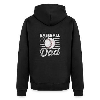 Baseball Dad USA American Flag Father's Day - Unisex Premium Organic Zip Hoodie - black - Back - Nico (187cm)