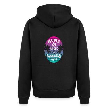 ZUHAUSE IST, WO DIE WELLEN SIND 2 - Unisex Premium Bio Zip Hoodie - Schwarz - Hinten - Nico (187cm)