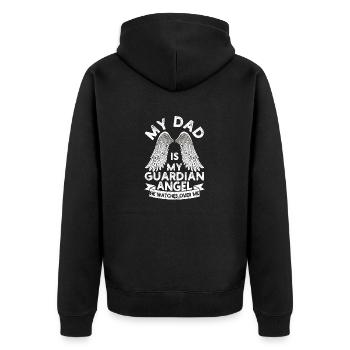 Mon père est mon ange gardien Drôle de fête des pères - Veste à capuche bio Premium Unisexe - noir - Dos - Nico (187cm)