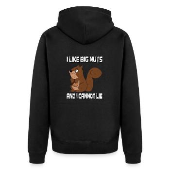 I Like Big Nuts And I Can Not Lie, Funny Squirrel - Unisex Premium Organic Zip Hoodie - black - Back - Nico (187cm)