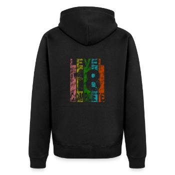 18. Geburtstag Junge Mädchen Level 18 Jahre 2005 - Unisex Premium Bio Zip Hoodie - Schwarz - Hinten - Nico (187cm)