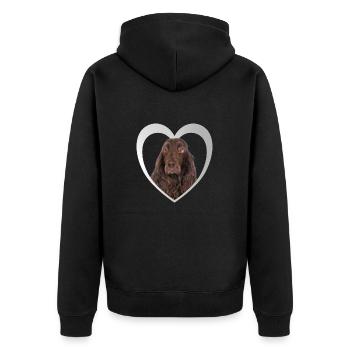 Field Spaniel - Dog Lovers - Dogs Heart - Unisex Premium Organic Zip Hoodie - black - Back - Nico (187cm)