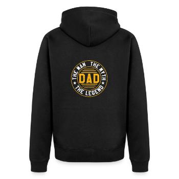 Dad Der Mann Der Mythos Die Legende Daddy Lustig - Unisex Premium Bio Zip Hoodie - Schwarz - Hinten - Nico (187cm)