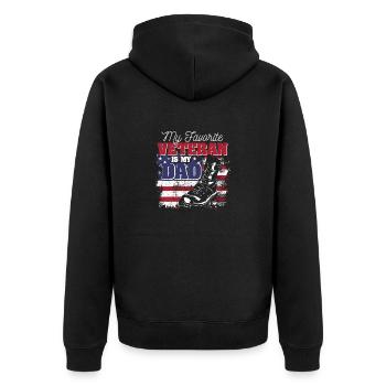 Mein Lieblingsveteran ist mein Papa Lustiger Vater - Unisex Premium Bio Zip Hoodie - Schwarz - Hinten - Nico (187cm)