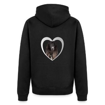 Afghanischer Windhund Herz - I Love Windhunde - Unisex Premium Bio Zip Hoodie - Schwarz - Hinten - Nico (187cm)