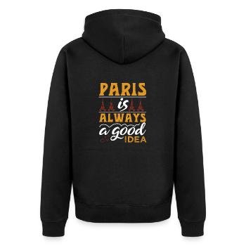 PARIS IS ALWAYS A GOOD IDEA - Unisex Premium Organic Zip Hoodie - black - Back - Nico (187cm)
