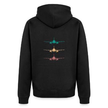 Airplane Retro Design 3 couleurs / pour les pilotes - Veste à capuche bio Premium Unisexe - noir - Dos - Nico (187cm)