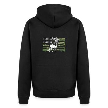 Whitetail Buck Deer Hunting American Camouflage US - Unisex Premium Organic Zip Hoodie - black - Back - Nico (187cm)