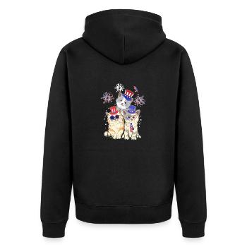 Fourth July 4 American flag Meowica cats - Unisex Premium Organic Zip Hoodie - black - Back - Nico (187cm)