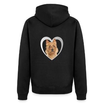 Australian Terrier Herz - Love Australian Terrier - Unisex Premium Bio Zip Hoodie - Schwarz - Hinten - Nico (187cm)