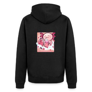 Kawaii Axolotl Milkberry Milkshake Funny Sushi - Veste à capuche bio Premium Unisexe - noir - Dos - Nico (187cm)