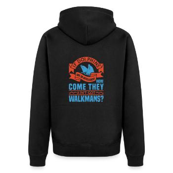 IF DOLPHINS COME THAY WALKMANS - Unisex Premium Organic Zip Hoodie - black - Back - Nico (187cm)