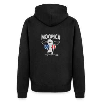 Cow July 4 Moorica Merica Patriotic Cows USA - Unisex Premium Organic Zip Hoodie - black - Back - Nico (187cm)