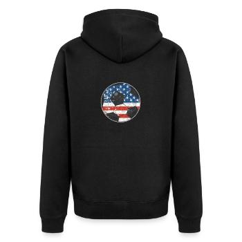 Football American Flag 4th of July US Sports - Unisex Premium Organic Zip Hoodie - black - Back - Nico (187cm)
