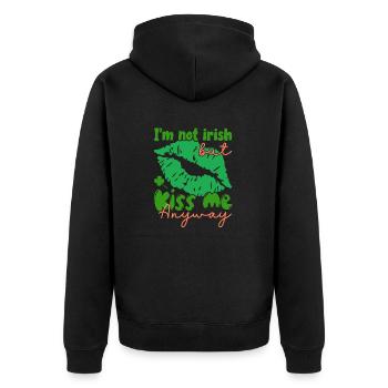 Je ne suis pas irlandais, mais embrassez-moi quand même. - Veste à capuche bio Premium Unisexe - noir - Dos - Nico (187cm)