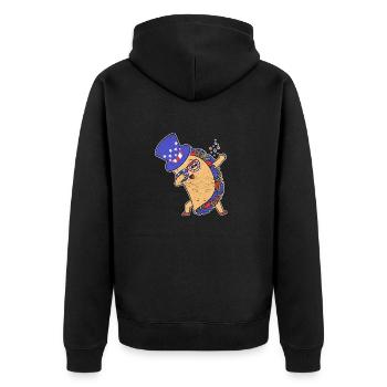 Dab Taco July 4 American Flag USA - Unisex Premium Organic Zip Hoodie - black - Back - Nico (187cm)