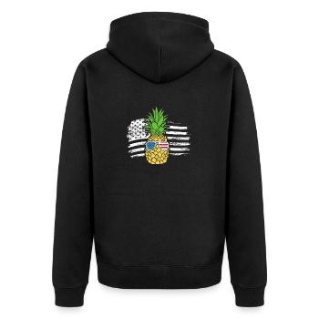 Ananas Sonnenbrille 4. Juli US Patriotisch Aloha - Unisex Premium Bio Zip Hoodie - Schwarz - Hinten - Nico (187cm)
