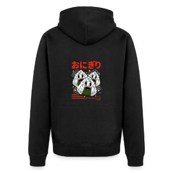 Japon petits Onigiris Kanji - Veste à capuche bio Premium Unisexe - noir - Dos - Nico (187cm)