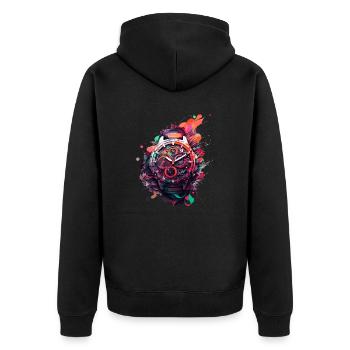 A newfangled chronograph for watch collectors - Unisex Premium Organic Zip Hoodie - black - Back - Nico (187cm)