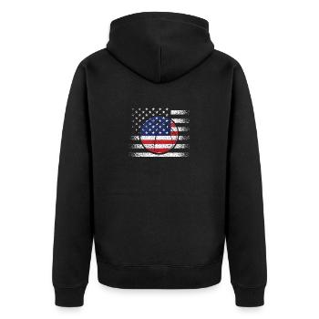 Basketball Amerikanische Flagge 4. Juli USA Sport - Unisex Premium Bio Zip Hoodie - Schwarz - Hinten - Nico (187cm)